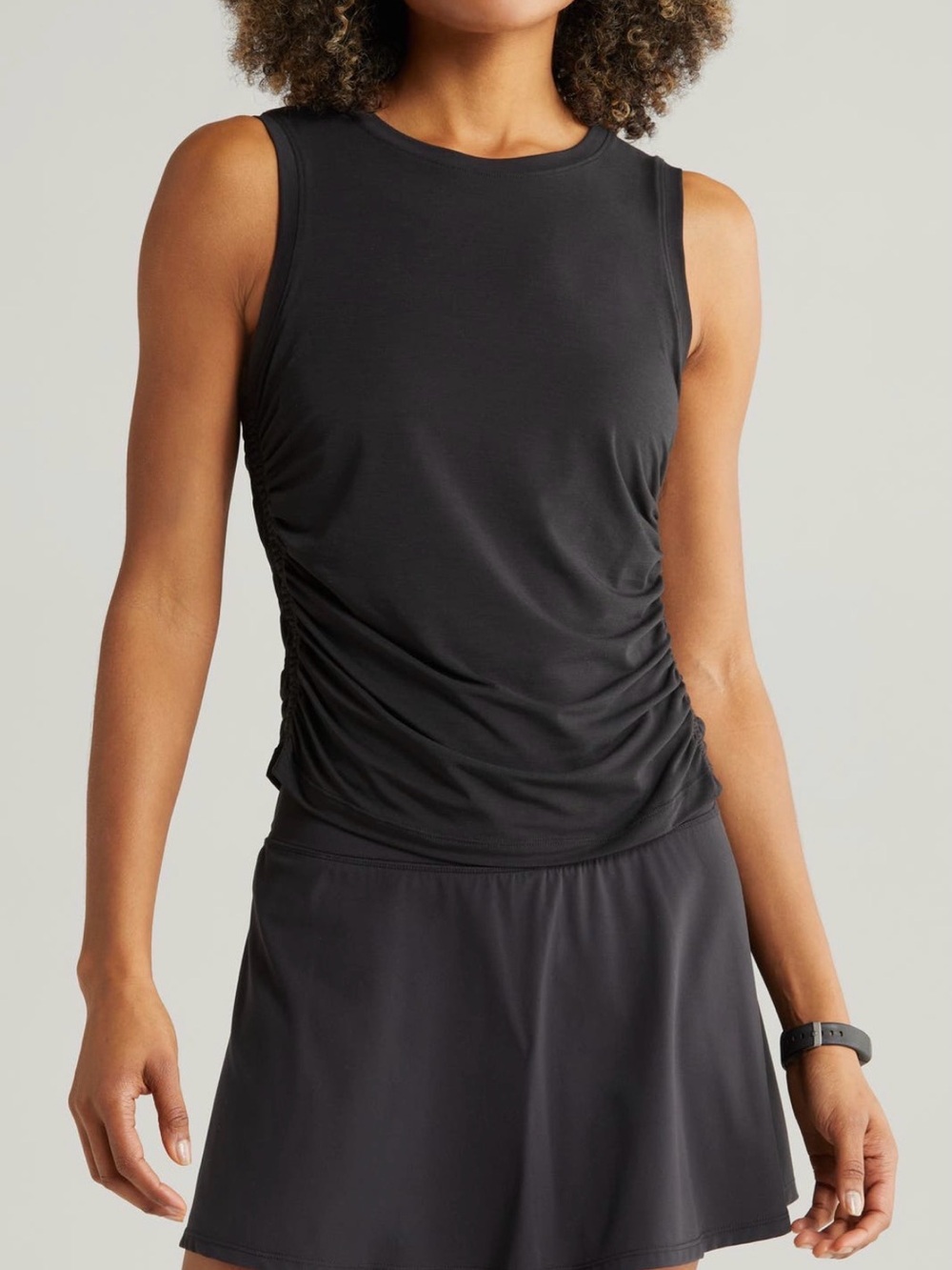 Zella Black Sleeveless Side-Ruched Tank Top - Picture 3 of 4